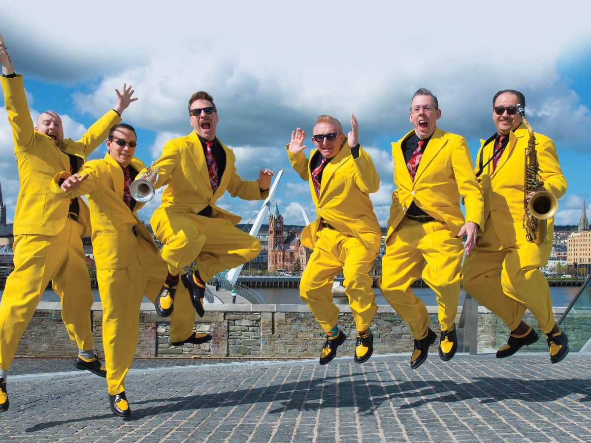 The Jive Aces who have arrived back in the city for the City of Derry Jazz and Big Band Festival 2015 and will performing to capacity audiences throughout the annual May Bank Holiday Weekend event. Full details of the programme of events organised by Derry City and Strabane District Council are available at www.cityofderryjazzfestival.com. Picture Martin McKeown. Inpresspics.com